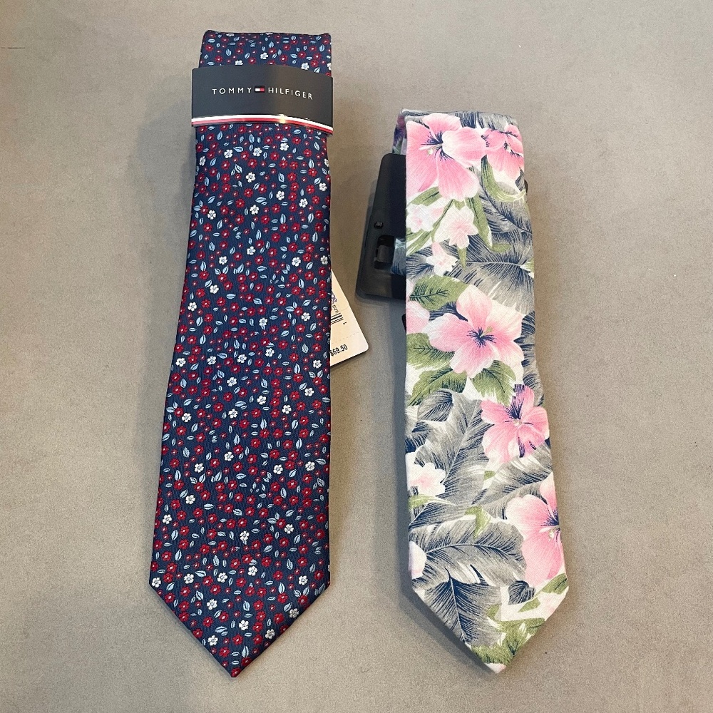 $140 2 Tommy Hilfiger Ties Floral Men’s Embroidery